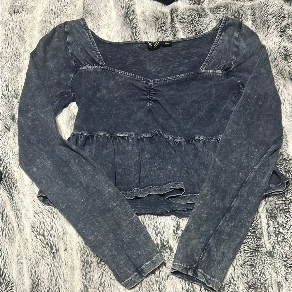 Denim Blue Long Sleeve Top